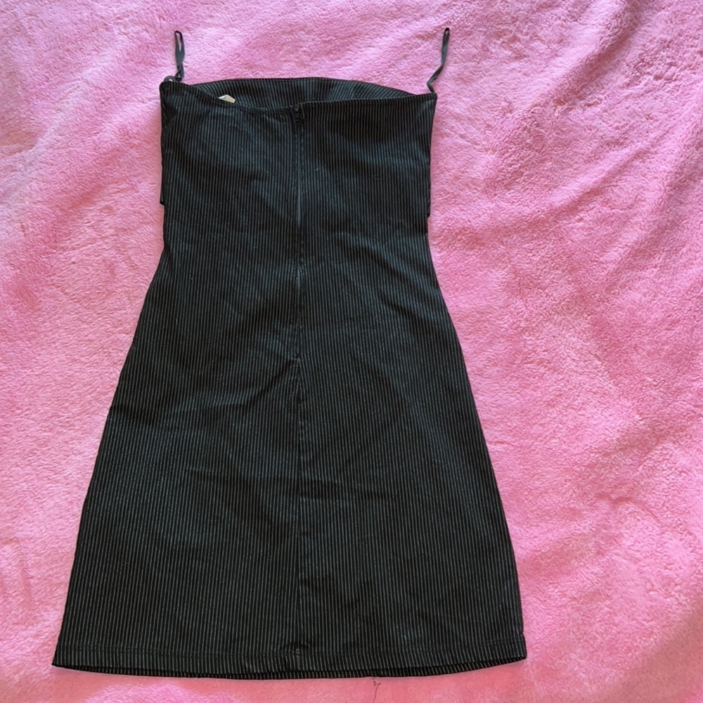 Strapless Black Pinstripe Mini Dress Small or Medium - Picture 4 of 6